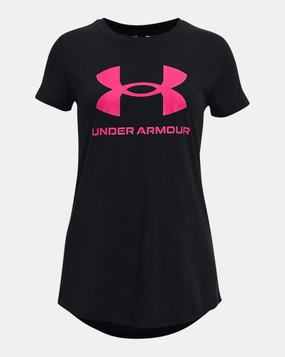 Girls' UA Sportstyle Graphic Short Sleeve, Black, pdpMainDesktop image number 0